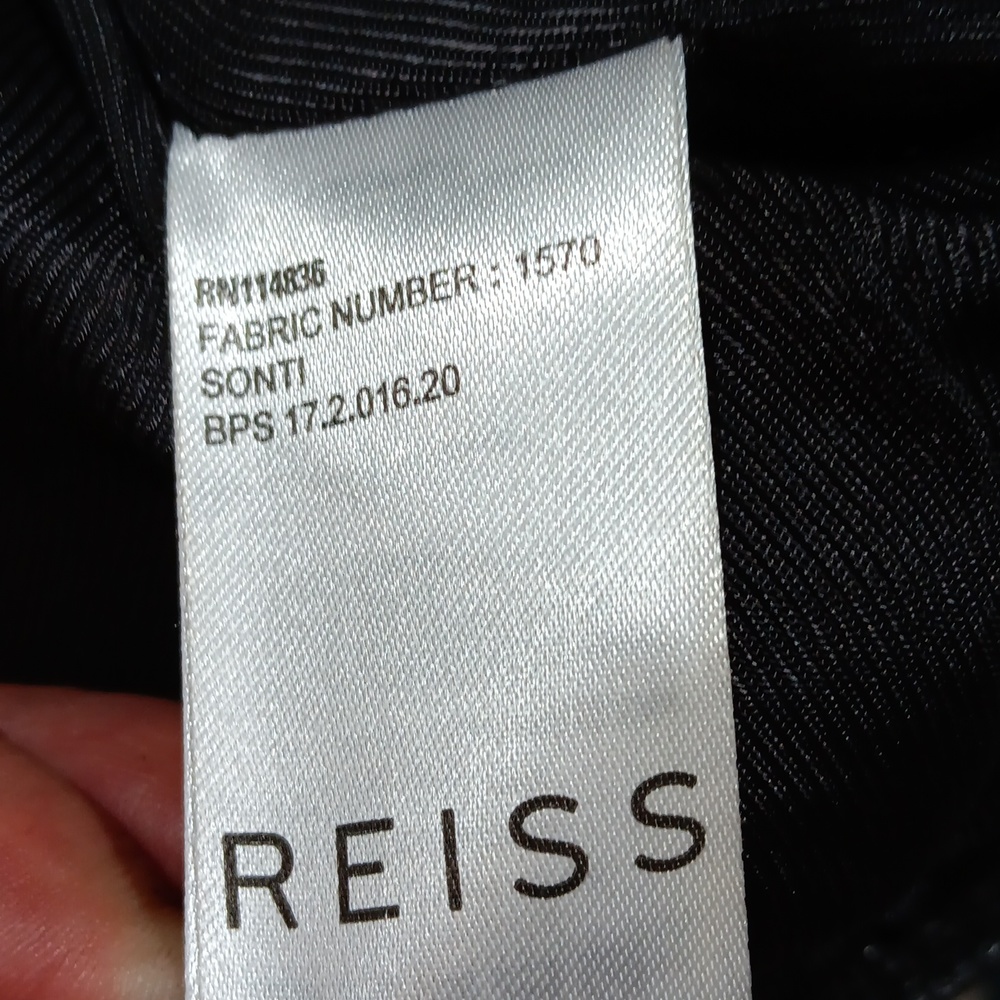 Reiss black leather moto classic biker jacket women's sz small - Picture 12 of 13